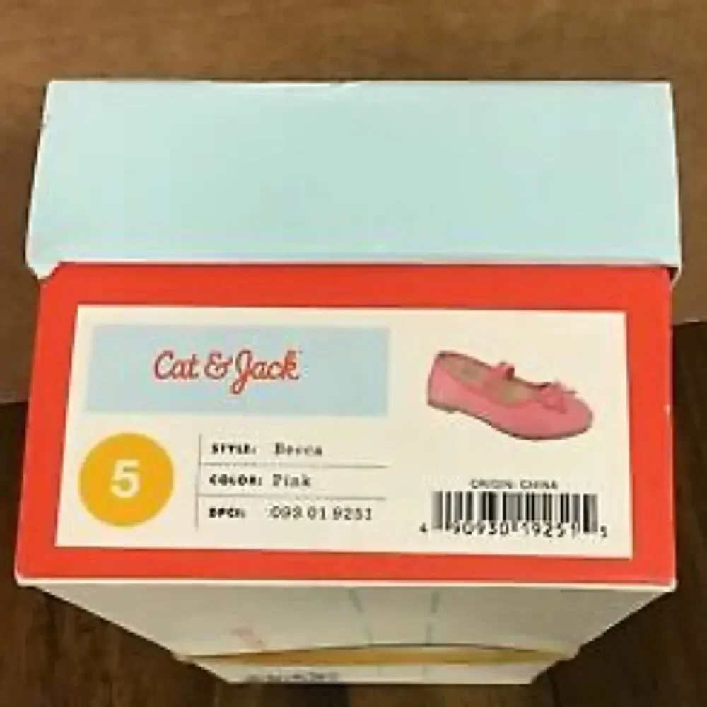 Cat & Jack Girls Pink Mary Jane Flats Size 5 Bow Ballet Shoes NWT Toddler